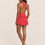 Polka Dot Halter Mini Dress with Open Back – alternate product view
