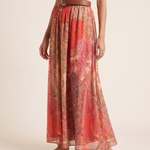 Printed Maxi Skirt with High Waist – studio three-quarter view