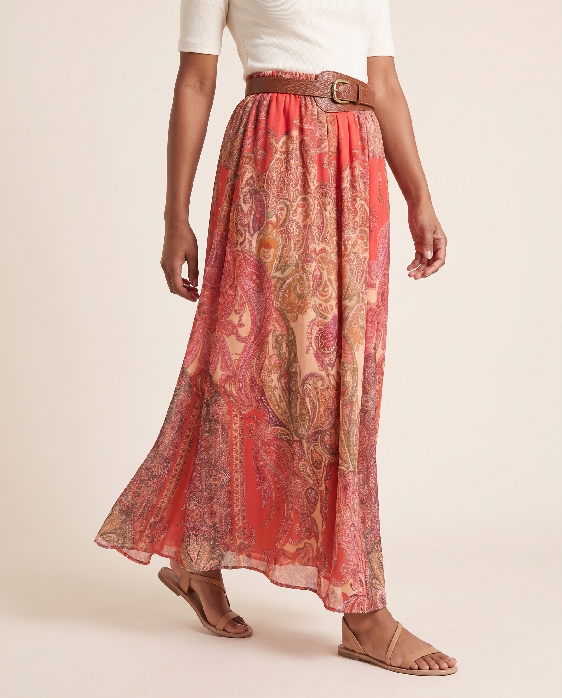 Printed Maxi Skirt with High Waist – lifestyle movement view