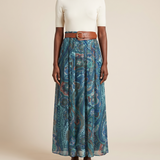 Printed Maxi Skirt with High Waist – Green variant