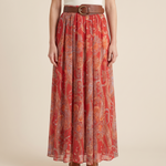 Printed Maxi Skirt with High Waist – Red variant