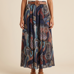 Printed Maxi Skirt with High Waist – Dark Blue variant