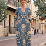 Printed Midi Dress with Pockets – Australian lifestyle view