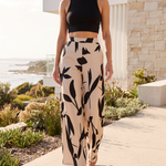 Printed Wide Leg Trousers – Black lifestyle