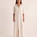 White shirt maxi dress studio front