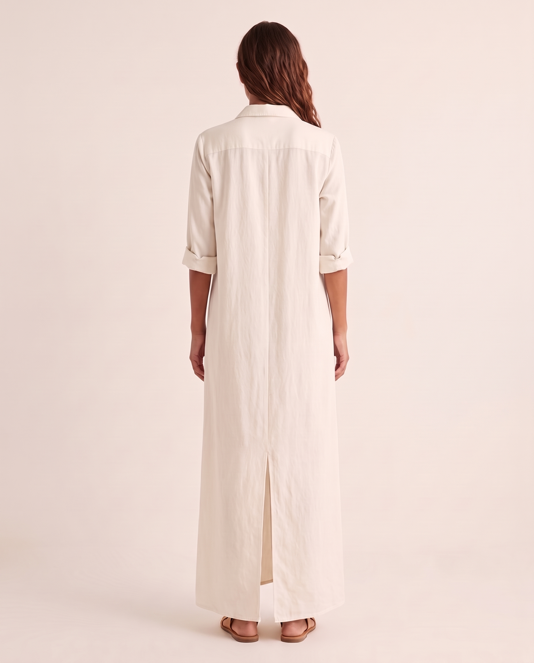 White shirt maxi dress back