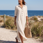 White shirt maxi dress coastal lifestyle