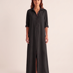 Black shirt maxi dress studio front