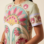 Remi Printed Feather-Trim Maxi Dress — print detail