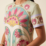 Remi Printed Feather-Trim Maxi Dress — print detail