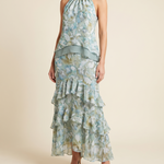 Riva pale aqua floral ruffle maxi dress studio