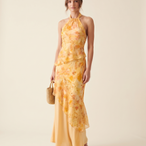 Riva warm yellow floral maxi dress studio