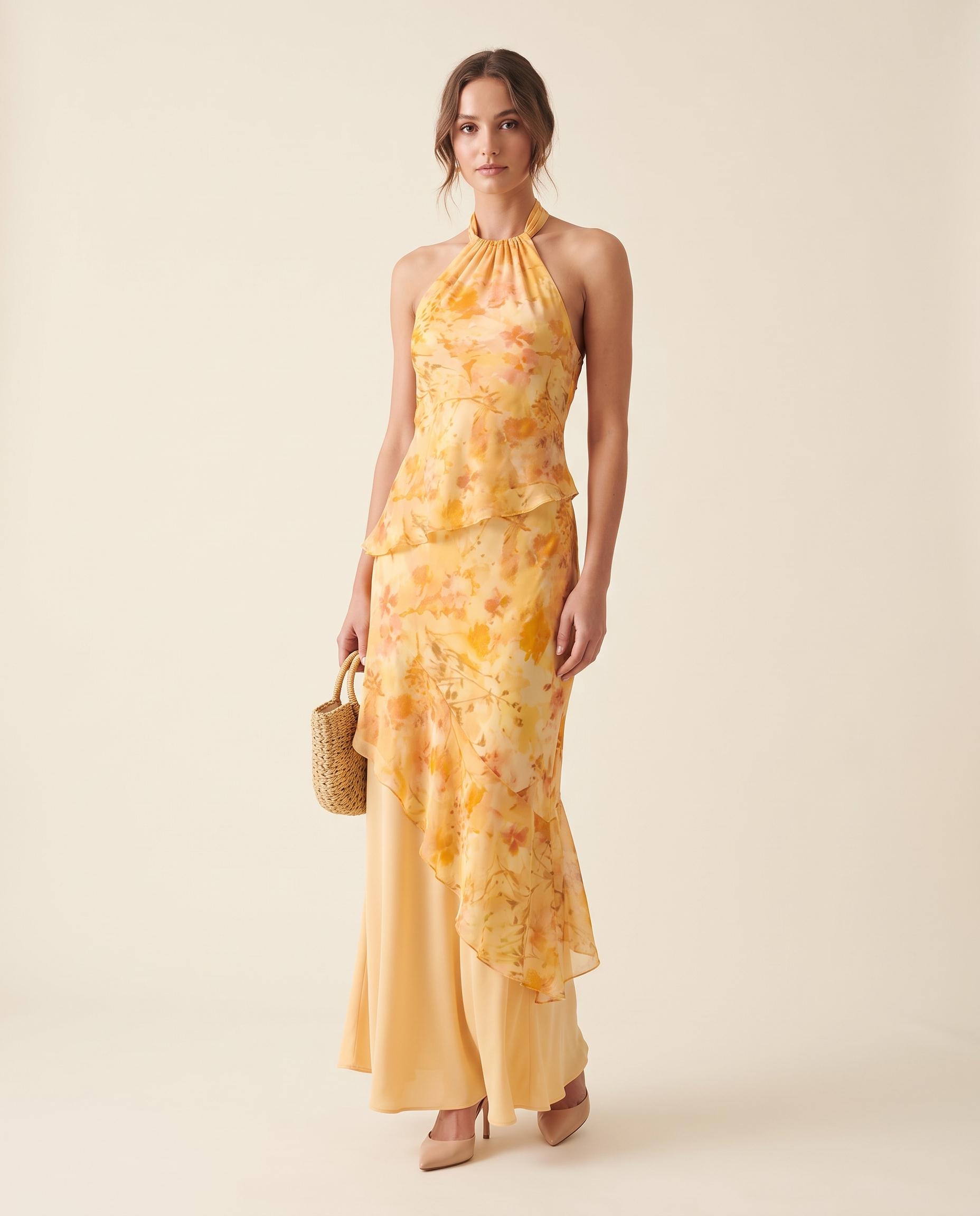 Riva warm yellow floral maxi dress studio