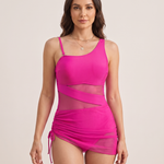 Rivara | Women's One Shoulder One Piece Bathers With Mesh Panel And Ruched Side — variant studio