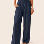 High Waist Relaxed Wide Leg Pants in Navy, studio view