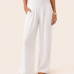 High Waist Relaxed Wide Leg Pants in White, studio view