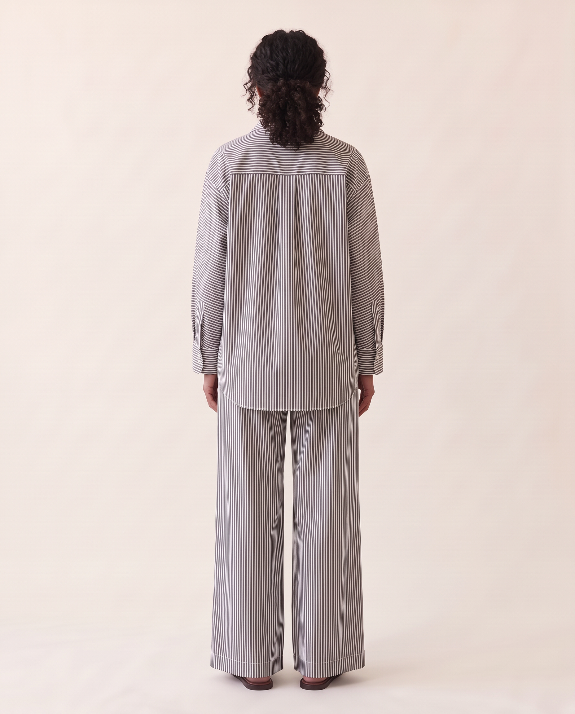 Long Sleeve Shirt and Wide Leg Pants Set — back