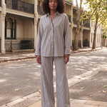 Long Sleeve Shirt and Wide Leg Pants Set — lifestyle 1