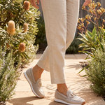 Beige loafer sneaker lifestyle in Australian garden