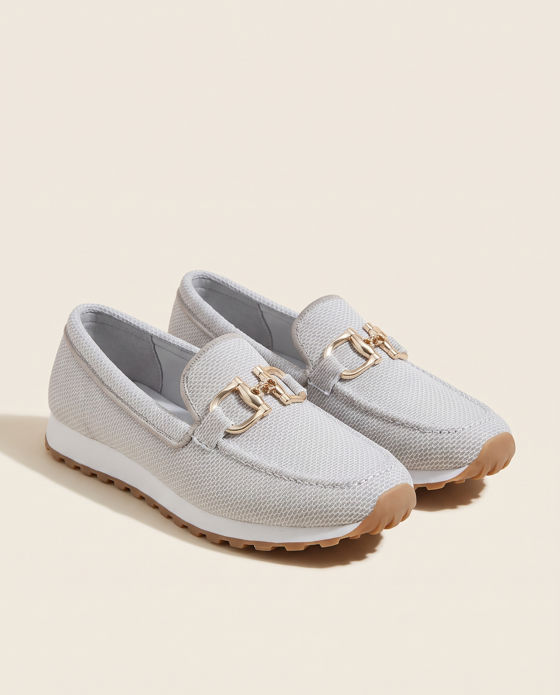 Light gray mesh horsebit loafer sneaker