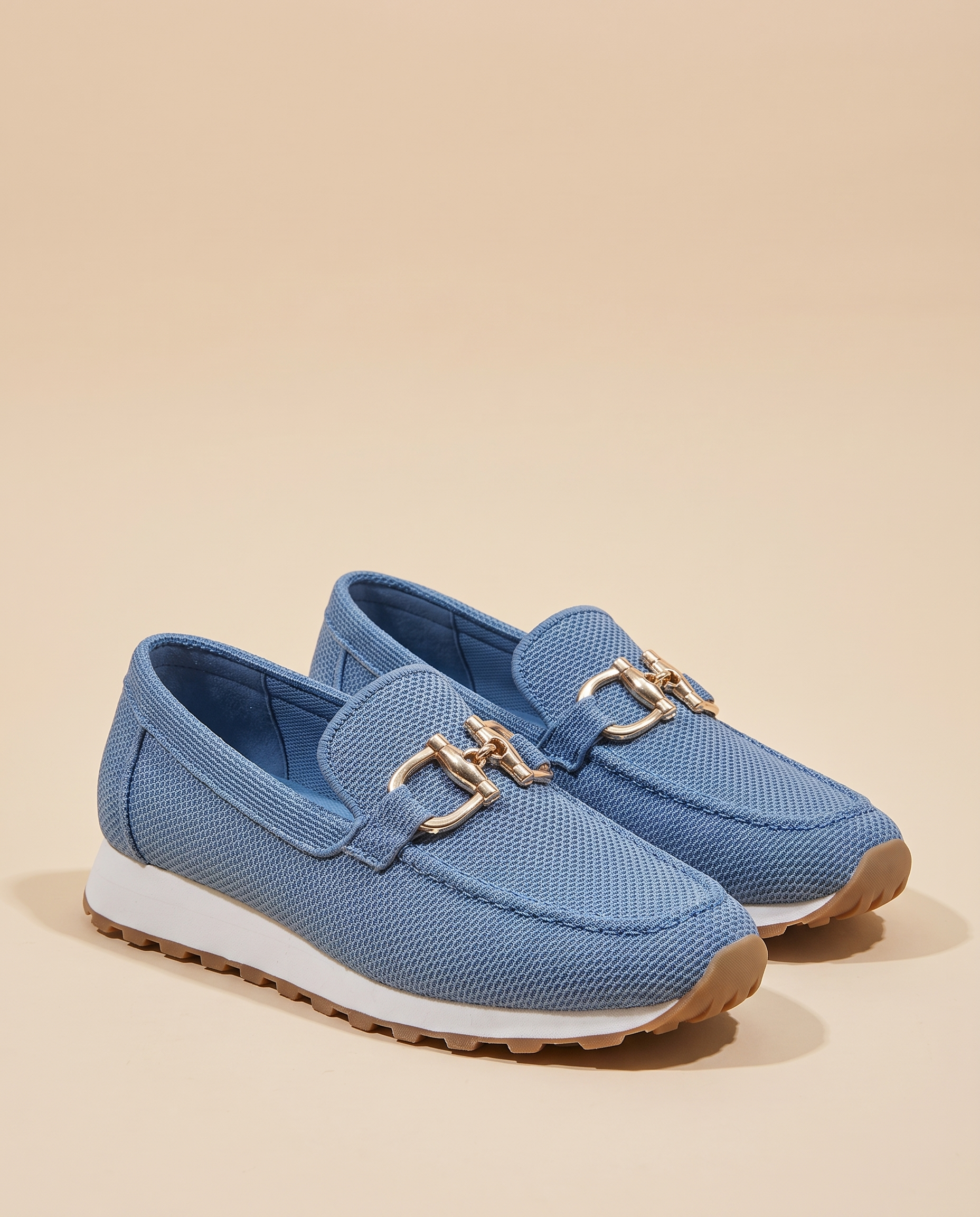 Blue mesh horsebit loafer sneaker