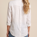 White roll tab sleeve blouse back
