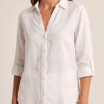 White linen look blouse detail