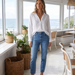 White blouse Australian cafe lifestyle