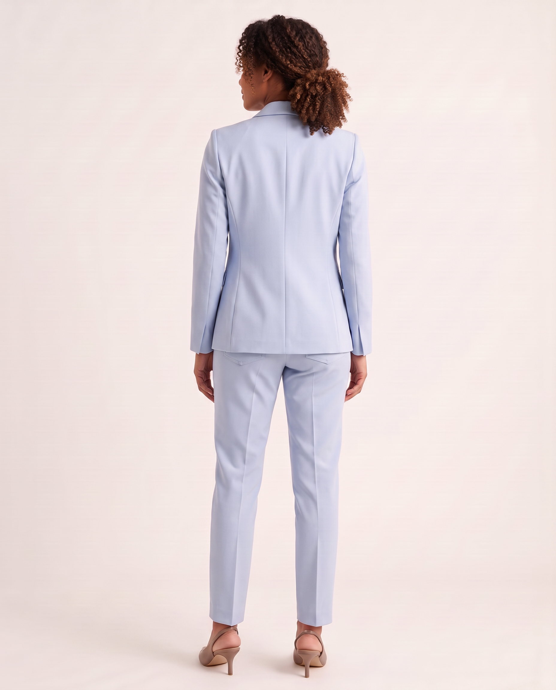 Notched Lapel Blazer and Straight Leg Trouser Set — back