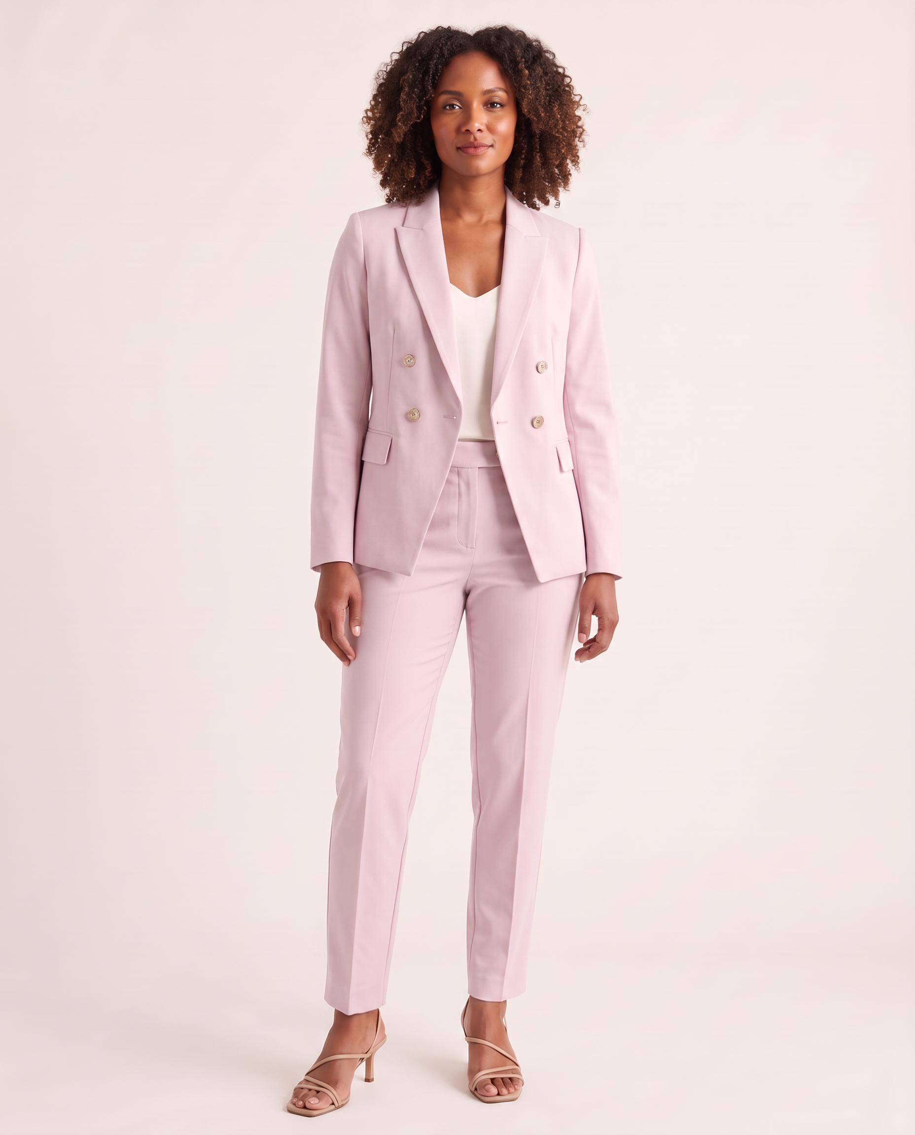 Notched Lapel Blazer and Straight Leg Trouser Set — colour
