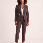 Notched Lapel Blazer and Straight Leg Trouser Set — colour