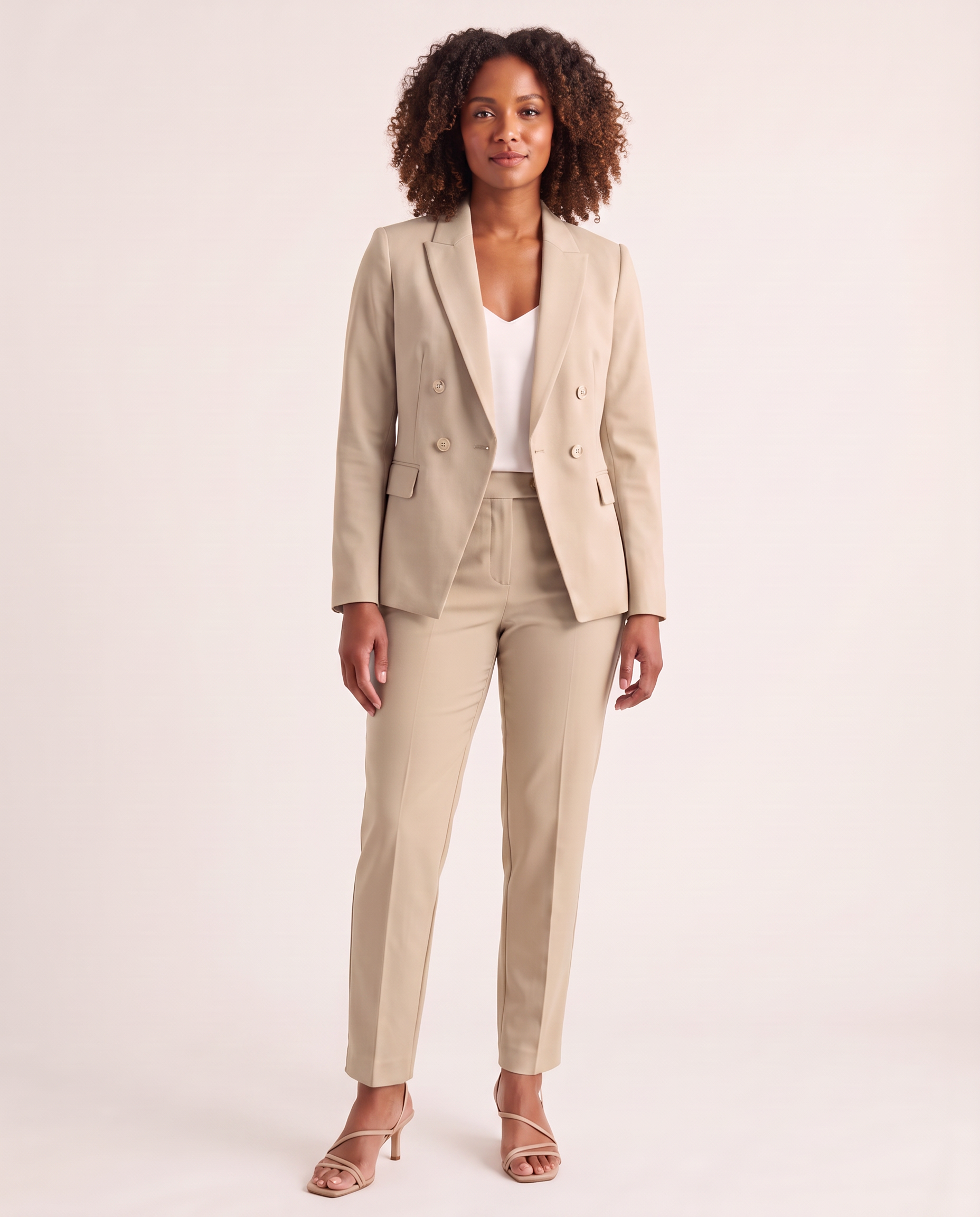 Notched Lapel Blazer and Straight Leg Trouser Set — colour