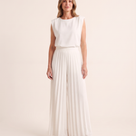 Pleated wide leg jumpsuit — White
