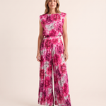 Pleated wide leg jumpsuit — Pink