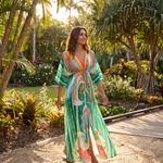Printed Boho Maxi Dress with V Neck and Tie Waist — Australian lifestyle