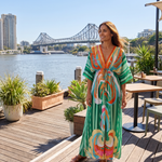 Printed Boho Maxi Dress with V Neck and Tie Waist — Australian lifestyle
