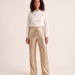 Sequin Straight Leg Pants for Women — Gold