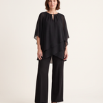 Layered Top and Wide Leg Pants Two Piece Set — Black