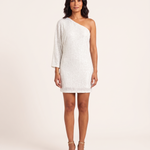 One Shoulder Sequin Mini Dress — White