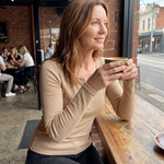 Ribbed Long Sleeve Henley Top with Buttons — Australian lifestyle