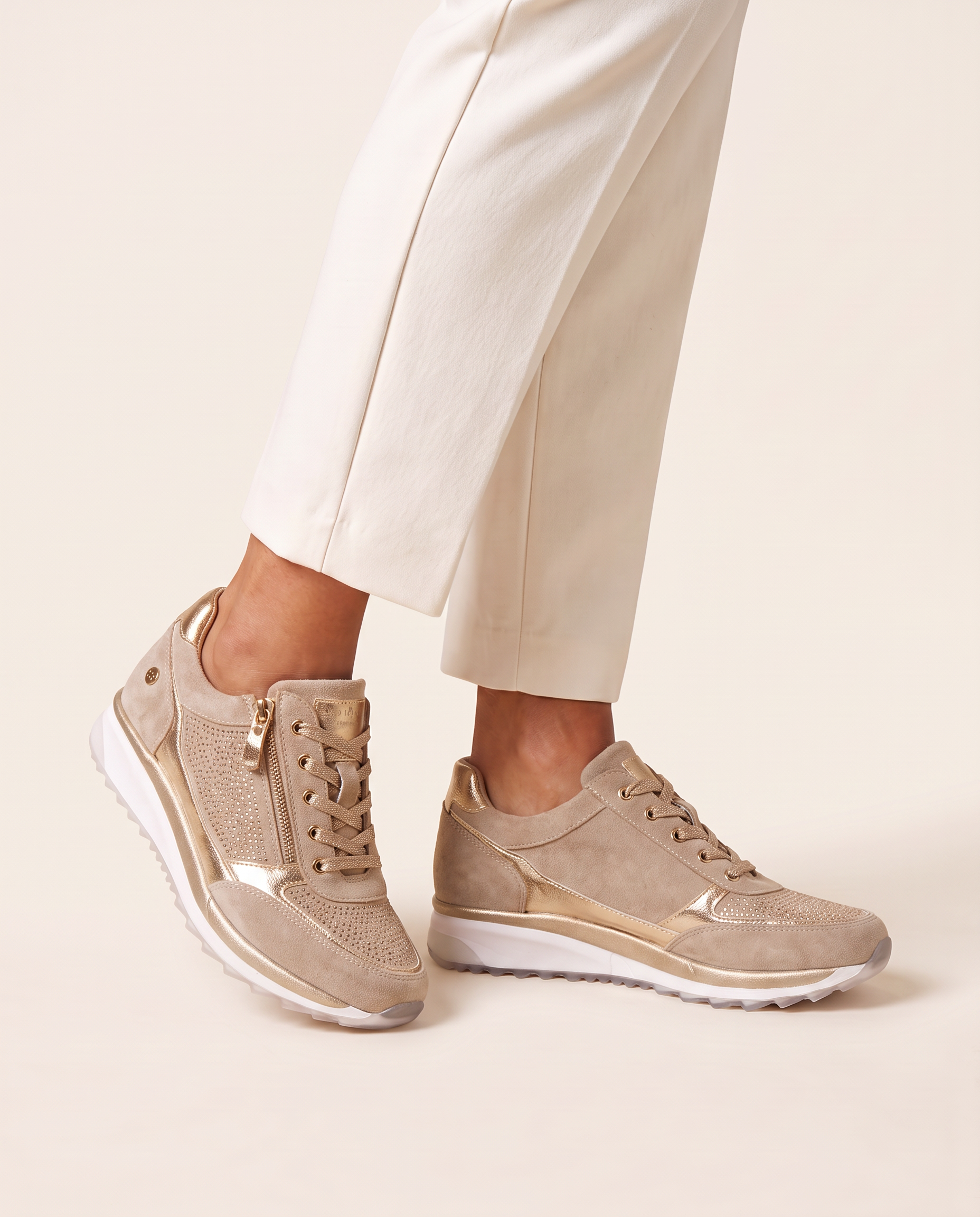 Camille Laurent | Orthopedic Zip Sneakers For Women — Beige