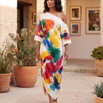 Abstract Print One Shoulder Maxi Dress — Australian lifestyle
