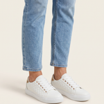 Women's Quilted Lace Up Sneakers — White