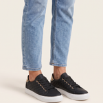 Women's Quilted Lace Up Sneakers — Black