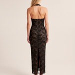 Black Lace Halter Neck Maxi Dress — product detail