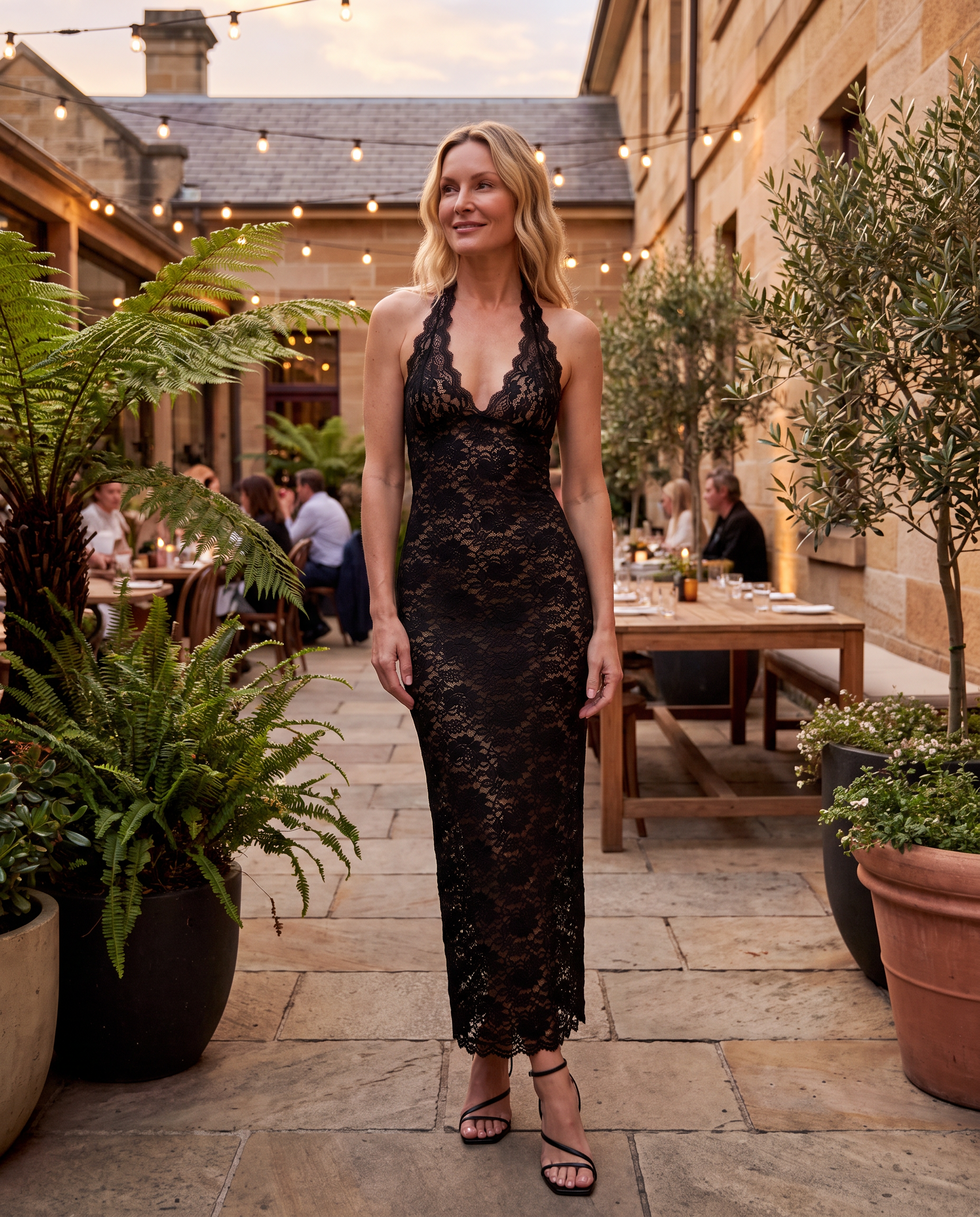Black Lace Halter Neck Maxi Dress — Australian lifestyle