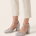 Glitter Block Heels with Ankle Strap — product detail