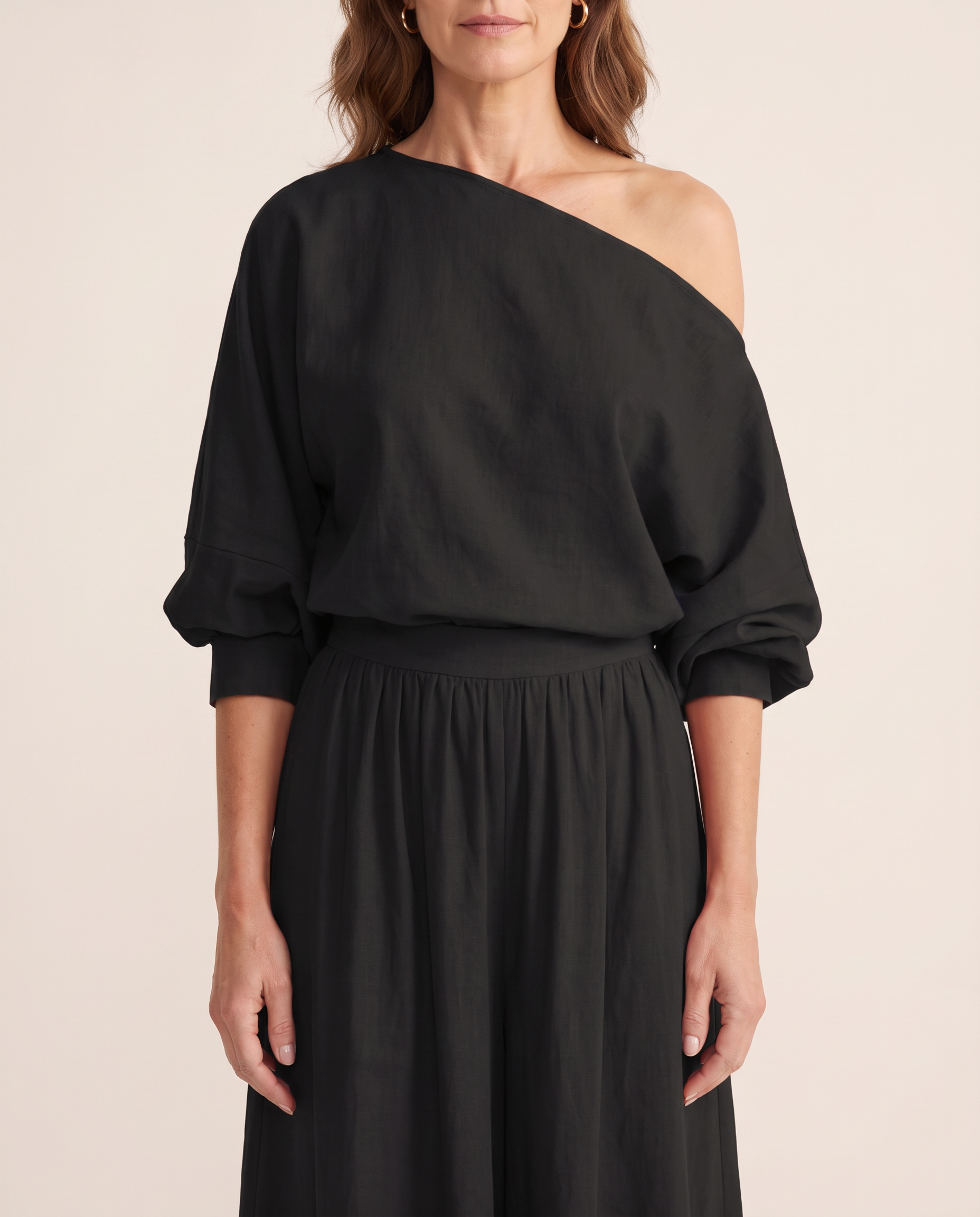 One Shoulder Top and Maxi Skirt Two Piece Set - detail view