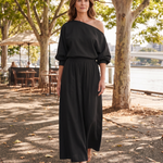 One Shoulder Top and Maxi Skirt Two Piece Set - detail view