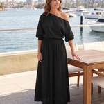 One Shoulder Top and Maxi Skirt Two Piece Set - detail view